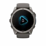 Смарт-годинник Garmin Fenix 9 51мм, Titanium з Pebble Gray темно-сірим силіконовим ремінцем