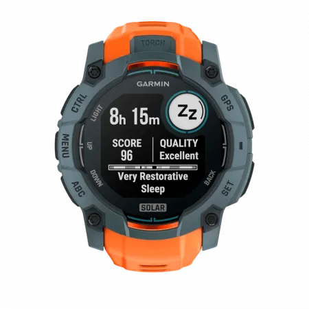 Смарт-годинник Garmin Instinct 3 50 мм, Solar Twilight сірий з Solstice помаранчевим силіконовим ремінцем