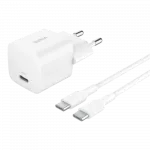 Зарядний пристрій Belkin 25W USB-С PD PPS + кабель USB-С > USB-C 1м PVC White