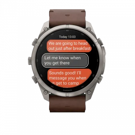 Смарт-годинник Garmin Fenix 9 Pro - inReach, 51мм Titanium з Walnut коричневим шкіряним ремінцем