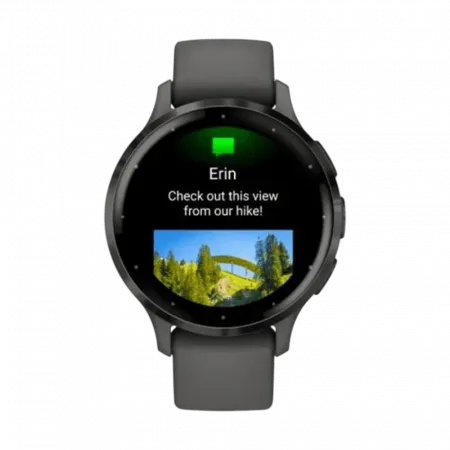 Смарт-годинник Garmin Venu 3S Slate Stainless Steel Bezel з Pebble Gray темно-сірим корпусом та силіконовим ремінцем