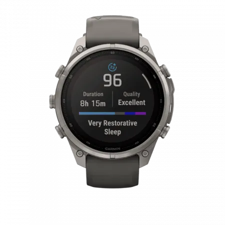 Смарт-годинник Garmin Fenix 9 Pro - inReach, Solar, 47мм Titanium з Pebble Grey темно-сірим силіконовим ремінцем