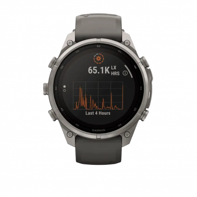 Смарт-годинник Garmin Fenix 9 Pro - inReach, Solar, 47мм Titanium з Pebble Grey темно-сірим силіконовим ремінцем