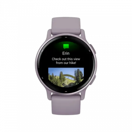Смарт-годинник Garmin Vivoactive 5 Metallic Orchid Aluminum Bezel з бузковим корпусом Orchid та силіконовим ремінцем