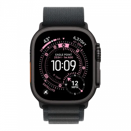 Apple Watch Ultra 3 GPS + LTE, 49mm Black Titanium Case with Black Alpine Loop - Small