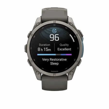 Смарт-годинник Garmin Fenix 9 47мм, Titanium з Pebble Gray темно-сірим силіконовим ремінцем