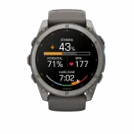 Смарт-годинник Garmin Fenix 9 51мм, Titanium з Pebble Gray темно-сірим силіконовим ремінцем