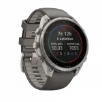 Смарт-годинник Garmin Fenix 9 Pro - inReach, Solar, 47мм Titanium з Pebble Grey темно-сірим силіконовим ремінцем