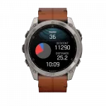 Смарт-годинник Garmin Fenix 8 51мм, AMOLED Sapphire, Titanium з Chestnut коричневим шкіряним ремінцем