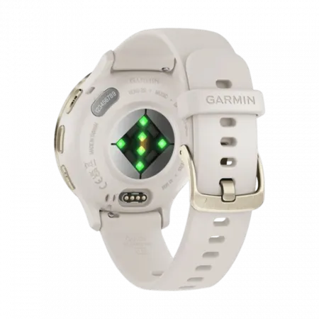 Смарт-годинник Garmin Venu 3S Soft Gold Stainless Steel Bezel з Ivory білим корпусом та силіконовим ремінцем