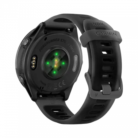 Смарт-годинник Garmin Forerunner 570 47мм Slate Gray Aluminum з Translucent Black чорним силіконовим ремінцем