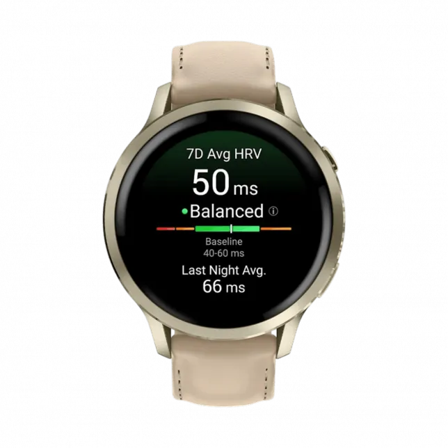 Смарт-годинник Garmin Venu 4 41 мм Lunar Gold з Bone світло-бежевим силіконовим та Light Sand бежевим шкіряним ремінцями