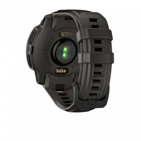 Смарт-годинник Garmin Instinct E 45 мм Black чорний з Charcoal коричневим силіконовим ремінцем