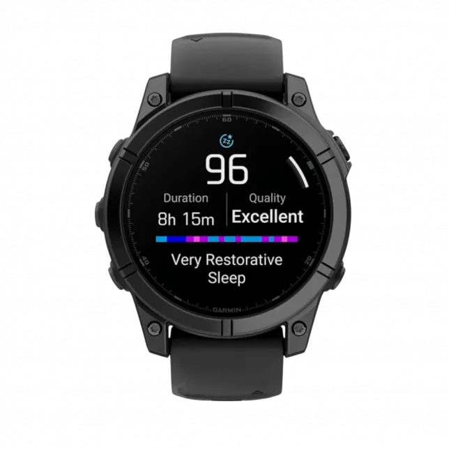 Смарт-годинник Garmin Fenix E 47мм, AMOLED Slate Gray Steel з чорним силіконовим ремінцем