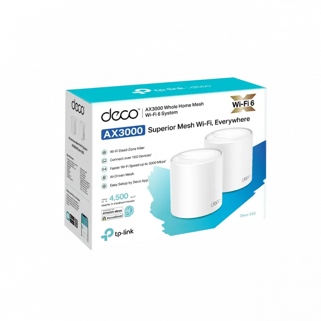 Система WiFi-Mesh TP-LINK Deco X50 AX3000, 3xGE LANWAN, 2мод