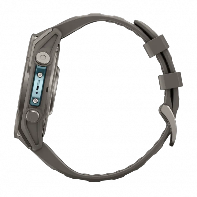 Смарт-годинник Garmin Fenix 9 47мм, Titanium з Pebble Gray темно-сірим силіконовим ремінцем