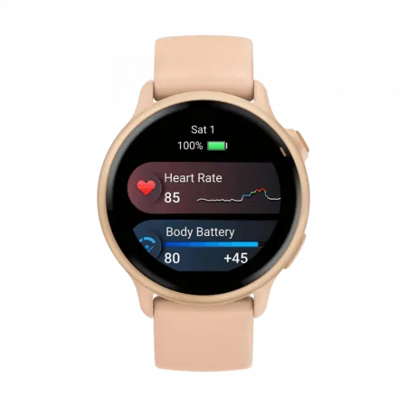 Смарт-годинник Garmin Vivoactive 6 Metallic Pink Dawn з Pink Dawn рожевим силіконовим ремінцем
