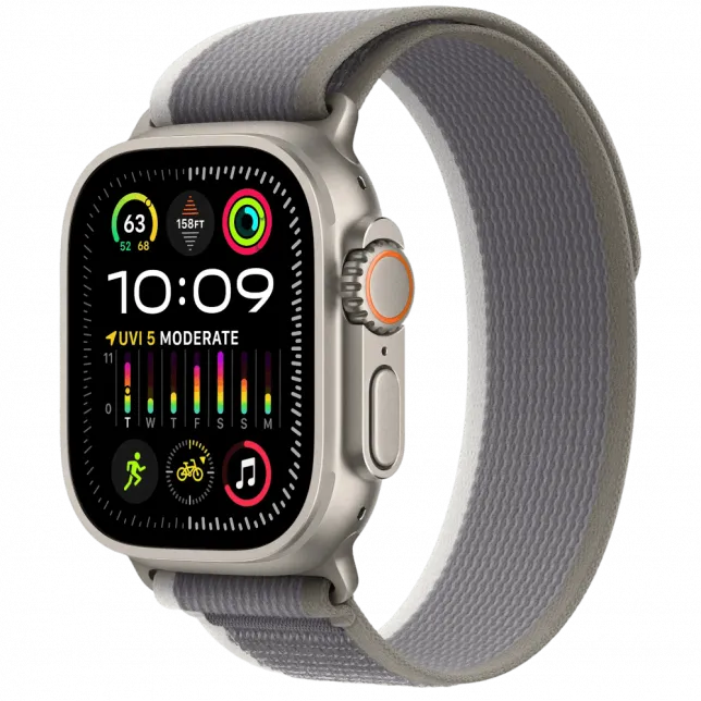 б/у Apple Watch Ultra 2 GPS + LTE 49mm Natural Titanium Case with Green/Gray Trail Loop - M/L