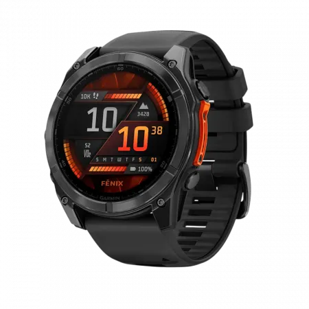 Смарт-годинник Garmin Fenix 8 51мм, AMOLED Slate Gray з Black чорним силіконовим ремінцем