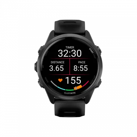 Смарт-годинник Garmin Forerunner 570 42мм Slate Gray Aluminum з Translucent Black чорним силіконовим ремінцем