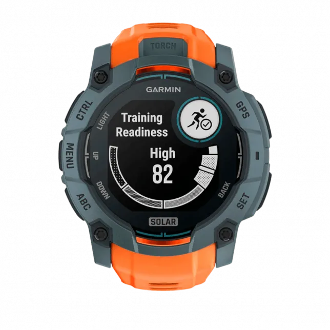 Смарт-годинник Garmin Instinct 3 50 мм, Solar Twilight сірий з Solstice помаранчевим силіконовим ремінцем