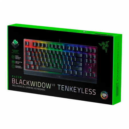 Клавіатура механічна Razer BlackWidow V3 TKL 87key, Green Switch, USB-A, EN/RU, RGB, чорний