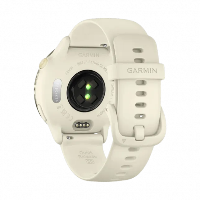 Смарт-годинник Garmin Vivoactive 6 Lunar Gold з Bone білим силіконовим ремінцем
