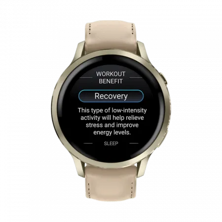 Смарт-годинник Garmin Venu 4 41 мм Lunar Gold з Bone світло-бежевим силіконовим та Light Sand бежевим шкіряним ремінцями