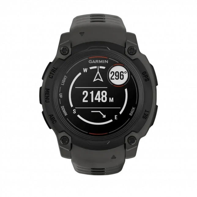 Смарт-годинник Garmin Instinct E 40 мм Black чорний з Charcoal коричневим силіконовим ремінцем