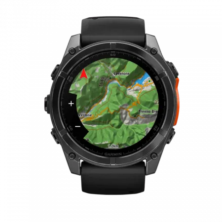 Смарт-годинник Garmin Fenix 8 51мм, AMOLED Slate Gray з Black чорним силіконовим ремінцем