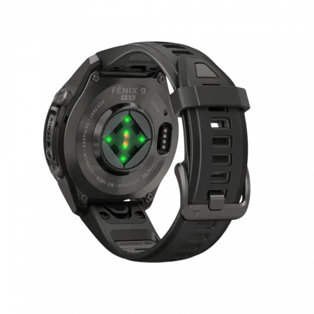 Смарт-годинник Garmin Fenix 9 Pro - inReach, 43мм Carbon Gray DLC Titanium з Black/Pebble Grey чорним/темно-сірим силіконовим ремінцем