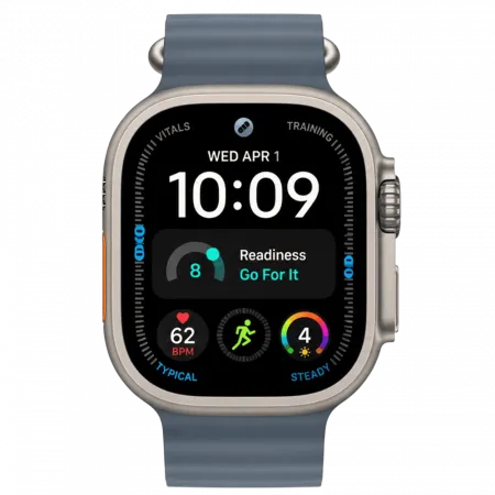 Apple Watch Ultra 4 GPS + LTE 49mm Natural Titanium Case with Anchor Blue Ocean Band (MJCR4+MGCC4)
