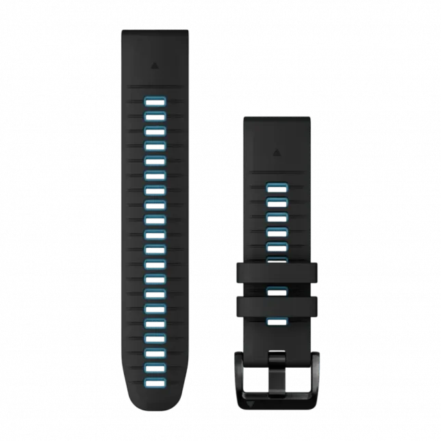  Ремінець QuickFit 22 мм, Black/Cirrus Blue чорний/блакитний силіконовий