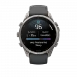 Смарт-годинник Garmin Fenix 9 Pro 47мм, Titanium з Graphite/Black темно-сірим/чорним силіконовим ремінцем