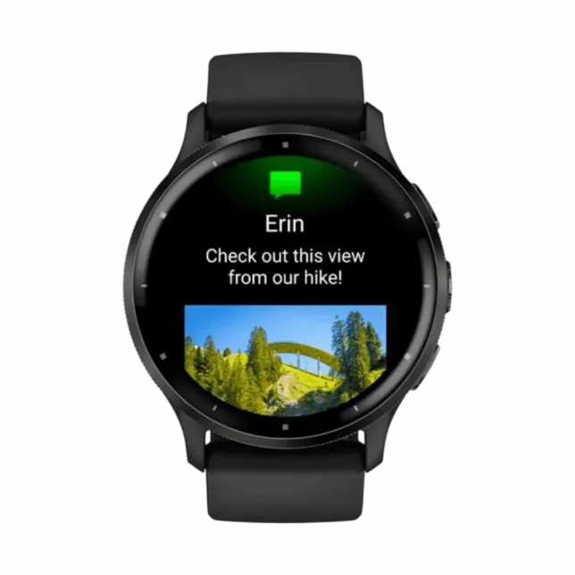 Смарт-годинник Garmin Venu 3 Slate stainless steel bezel з чорним корпусом та силіконовим ремінцем