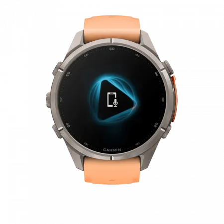Смарт-годинник Garmin Fenix 9 Pro - inReach, 43мм Titanium з Shell Pink/Autumn Orange рожевим/помаранчевим силіконовим ремінцем