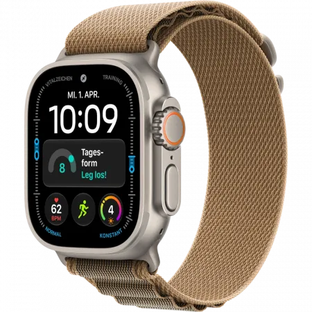 Apple Watch Ultra 4 GPS + LTE, 49mm Black Natural Titanium with Desert Alpine Loop - Medium (MJAF4)