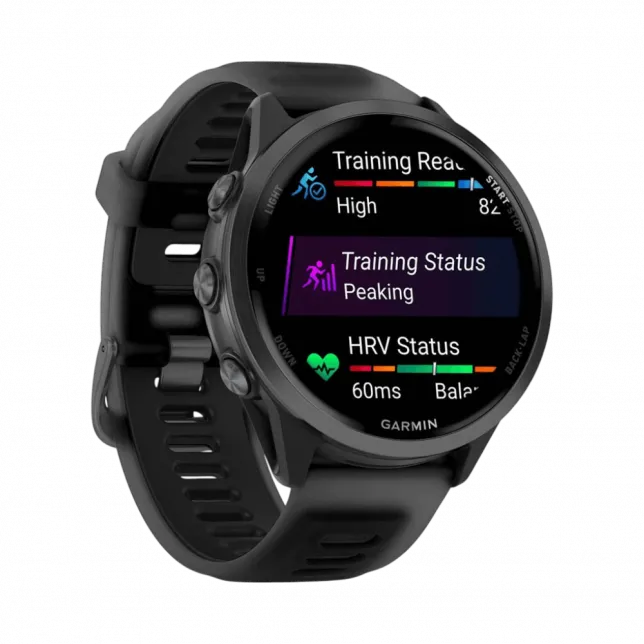 Смарт-годинник Garmin Forerunner 570 47мм Slate Gray Aluminum з Translucent Black чорним силіконовим ремінцем