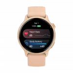 Смарт-годинник Garmin Vivoactive 6 Metallic Pink Dawn з Pink Dawn рожевим силіконовим ремінцем