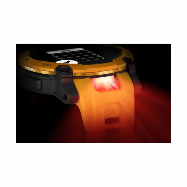 Смарт-годинник Garmin Instinct 3 50 мм, Solar Sunburst помаранчевий з Sunburst/Grey помаранчевим/сірим силіконовим ремінцем