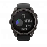 Смарт-годинник Garmin Fenix 8 51мм, Solar Sapphire, Carbon Gray DLC Titanium з Black/Pebble Gray чорним силіконовим ремінцем