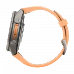 Смарт-годинник Garmin Fenix 9 Pro - inReach, 43мм Titanium з Shell Pink/Autumn Orange рожевим/помаранчевим силіконовим ремінцем