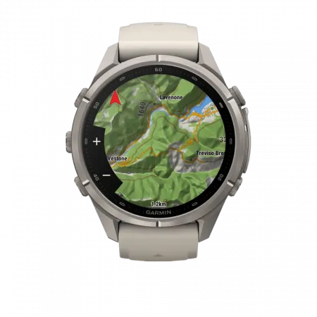 Смарт-годинник Garmin Fenix 9 Pro - inReach, 43мм Titanium з Fog Grey/Dark Sandstone сірим/темно сірим силіконовим ремінцем