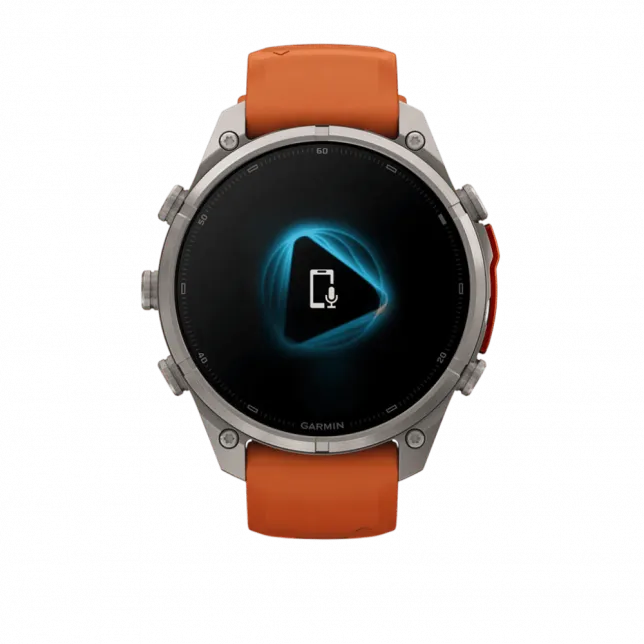 Смарт-годинник Garmin Fenix 9 Pro - inReach, 47мм Titanium з Autumn Orange/Spark Orange помаранчевим силіконовим ремінцем
