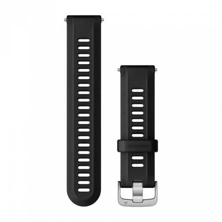 Ремінець для Forerunner 22 мм, Black чорний зі Silver застібкою силіконовий