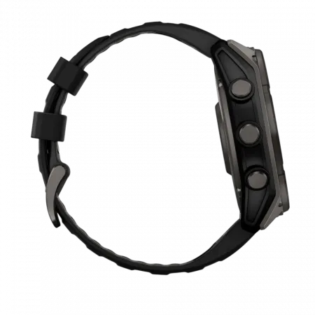 Смарт-годинник Garmin Fenix 8 51мм, Solar Sapphire, Carbon Gray DLC Titanium з Black/Pebble Gray чорним силіконовим ремінцем