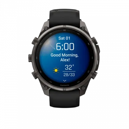 Смарт-годинник Garmin Fenix 9 Pro 47мм, Carbon Gray DLC Titanium з Black/Pebble Grey чорним/темно-сірим силіконовим ремінцем