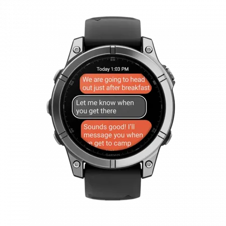 Смарт-годинник Garmin Fenix E 47мм, AMOLED Stainless Steel з чорним силіконовим ремінцем