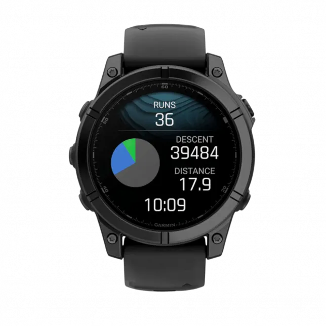 Смарт-годинник Garmin Fenix E 47мм, AMOLED Slate Gray Steel з чорним силіконовим ремінцем