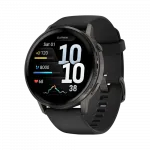 Смарт-годинник Garmin Venu 4 45 мм Slate з Black чорним силіконовим ремінцем